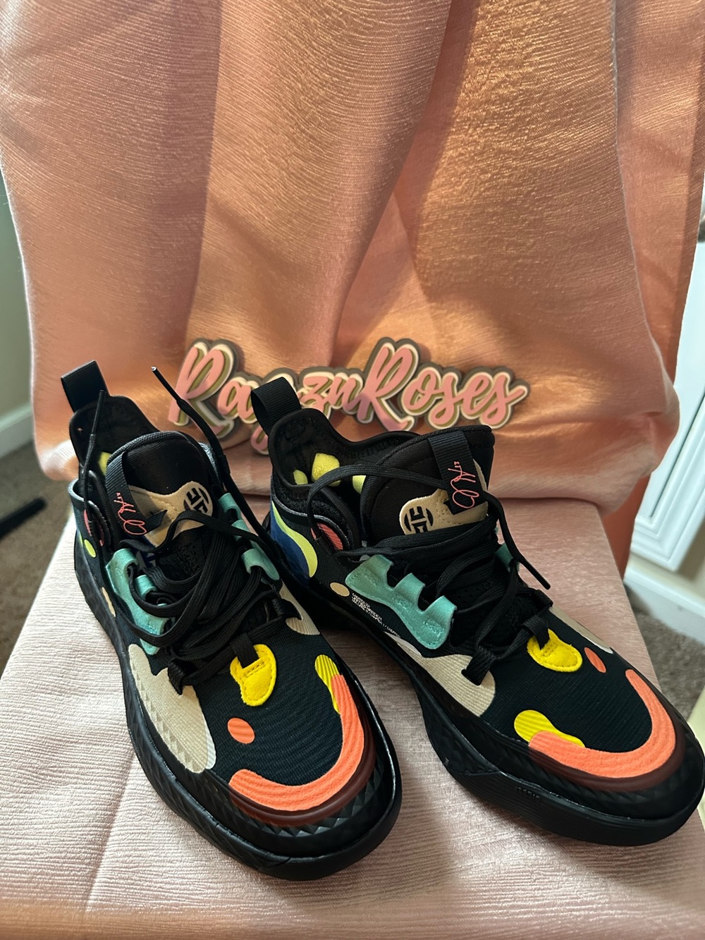 NWB! Adidas James Harden Vol Five Black Multicolor Basketball Sneakers